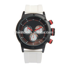 Mode japon movt montre à quartz hommes classique avec bande de silicone blanc